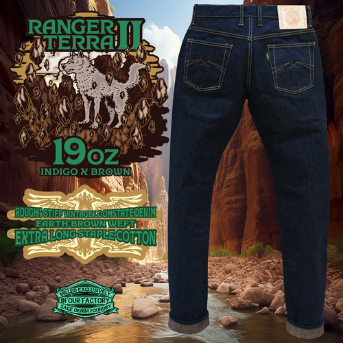 Ranger Terra II 19oz Unsanforized Deep Indigo x Vintage Brown