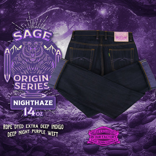 Origin Series : Nighthaze 14oz Sanforized Extra Deep Indigo x Purple Selvedge