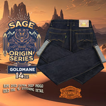 Load image into Gallery viewer, Sage Origins : Goldmane 14oz Sanforized Extra Deep Indigo Selvedge Denim