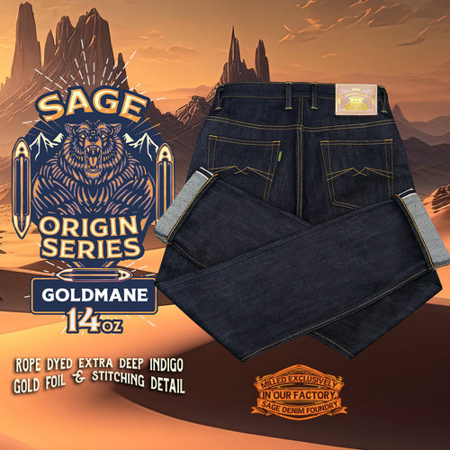 Sage Origins : Goldmane 14oz Sanforized Extra Deep Indigo Selvedge Denim