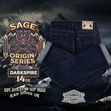 Load image into Gallery viewer, Origin Series : Darkspire 14oz Sanforized Extra Deep Indigo Selvedge