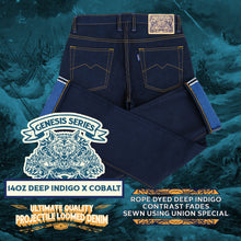 Load image into Gallery viewer, Genesis Series : 14oz Deep Indigo x Cobalt Weft Projectile Loomed Denim