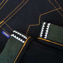 Load image into Gallery viewer, Genesis Series : 14oz Deep Indigo x Green Weft Projectile Loomed Denim