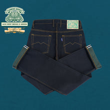 Load image into Gallery viewer, Genesis Series : 14oz Deep Indigo x Green Weft Projectile Loomed Denim