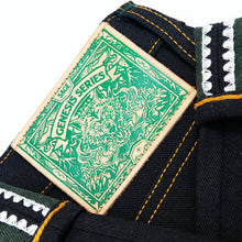 Load image into Gallery viewer, Genesis Series : 14oz Deep Indigo x Green Weft Projectile Loomed Denim