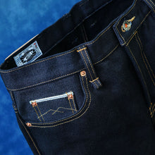 Load image into Gallery viewer, Nightstorm 24oz Unsanforized Deep Indigo x Black Selvedge Denim