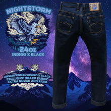 Load image into Gallery viewer, Nightstorm 24oz Unsanforized Deep Indigo x Black Selvedge Denim