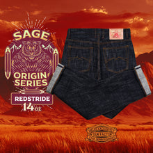 Load image into Gallery viewer, Origin Series : Redstride 14oz Sanforized Deep Indigo Sparkling Red Selvedge