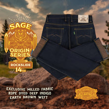 Load image into Gallery viewer, Origin Series : Rockslide 14oz Sanforized Deep Indigo x Brown