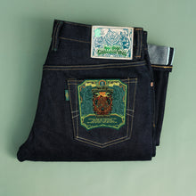 Load image into Gallery viewer, Sage Denim 13th Anniversary Special : The 13th Core Greenheart 23oz Unsanforized Deep Indigo Green Core Selvedge Denim