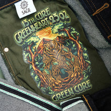 Load image into Gallery viewer, Sage Denim 13th Anniversary Special : The 13th Core Greenheart 23oz Unsanforized Deep Indigo Green Core Selvedge Denim
