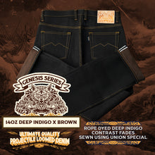Load image into Gallery viewer, Sage Denim Genesis Series : 14oz Deep Indigo x Brown Weft Projectile Loomed Denim