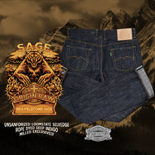 Load image into Gallery viewer, Sage Denim Origin Raw : Gravelstone 14oz Unsanforized Deep Indigo