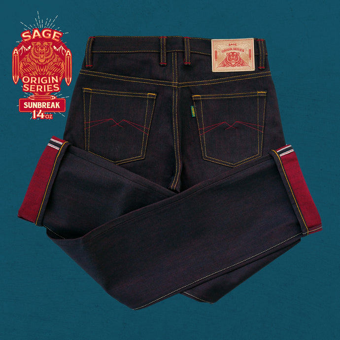 Sage Denim Origin Series : Sunbreak 14oz Sanforized Deep Indigo x Red