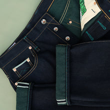 Load image into Gallery viewer, Sage Denim Woodlands 18oz Unsanforized Deep Indigo x Green