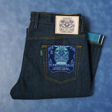 Load image into Gallery viewer, Sage DenimOrigin Raw : Glacier 14oz Unsanforized Deep Indigo x Aquamarine
