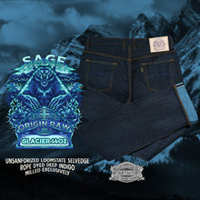 Load image into Gallery viewer, Sage DenimOrigin Raw : Glacier 14oz Unsanforized Deep Indigo x Aquamarine