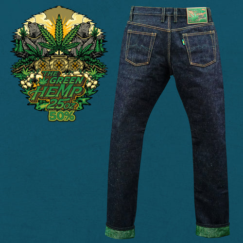 The Green Hemp 25oz 50% Hemp Blend Deep Indigo x Green Selvedge Denim