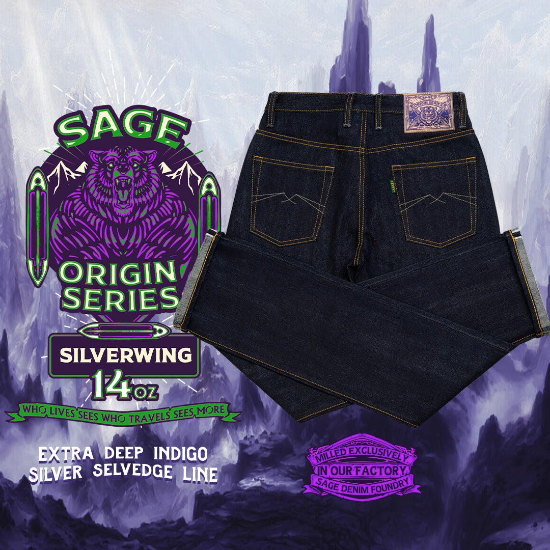 Sage Origins : Silverwing 14oz Sanforized Deep Indigo Selvedge Denim
