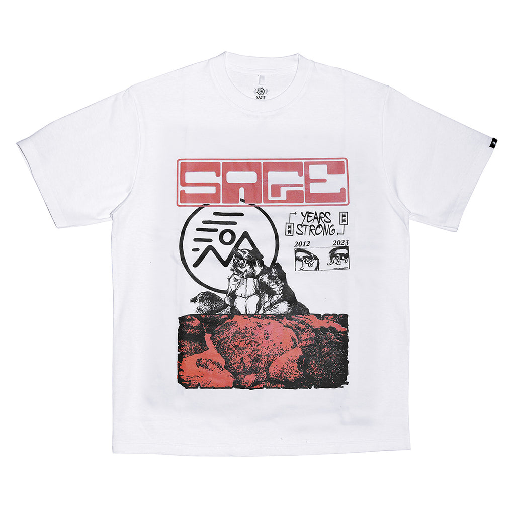 Sage 11 Years Strong : Highland Glitch White Tees