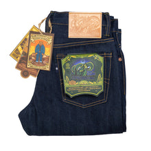 Load image into Gallery viewer, Dragonspring 20oz Unsanforized Deep Indigo x Twisted Azure Blue &amp; Green