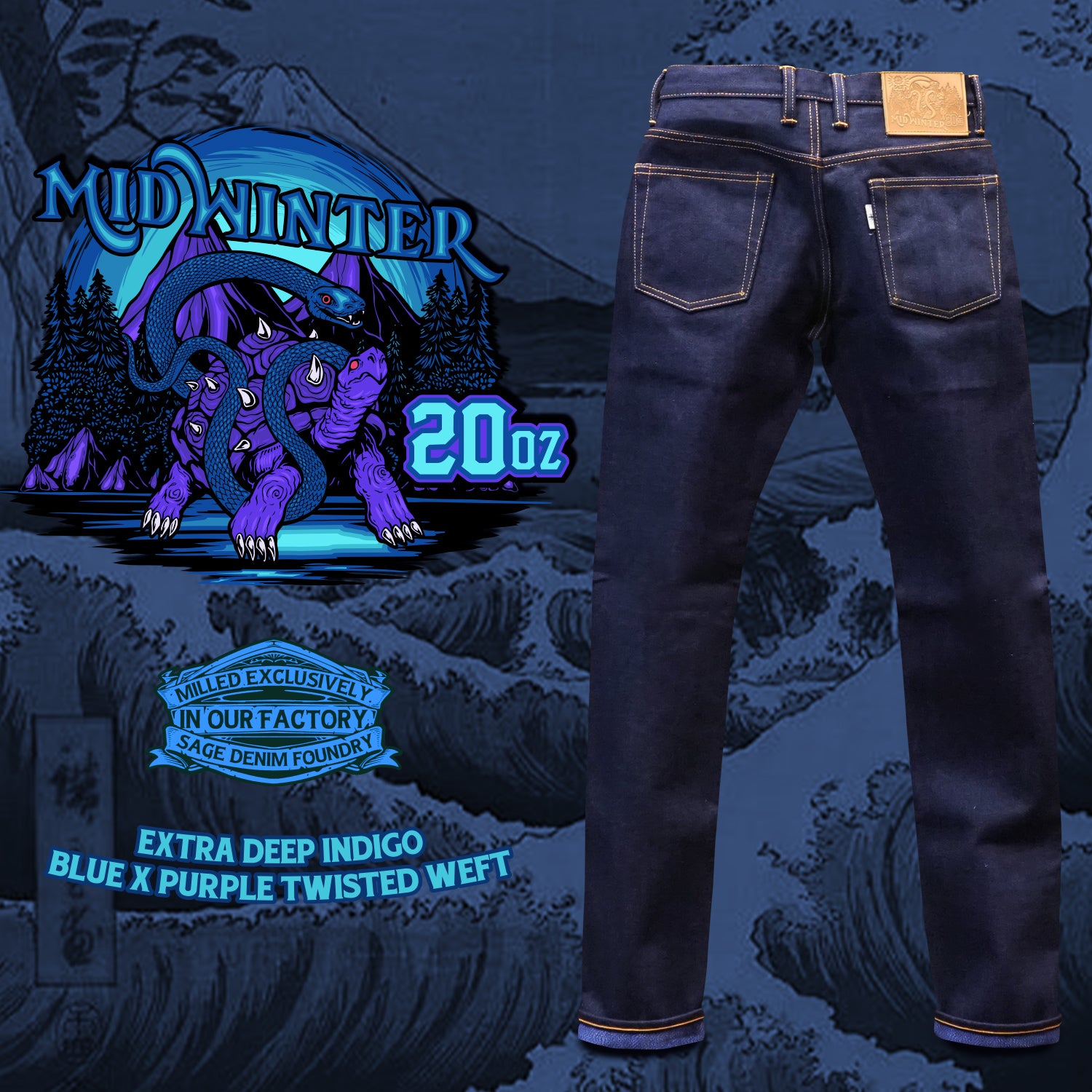 Midwinter 20oz Unsanforized Deep Indigo x Twisted Purple & Blue