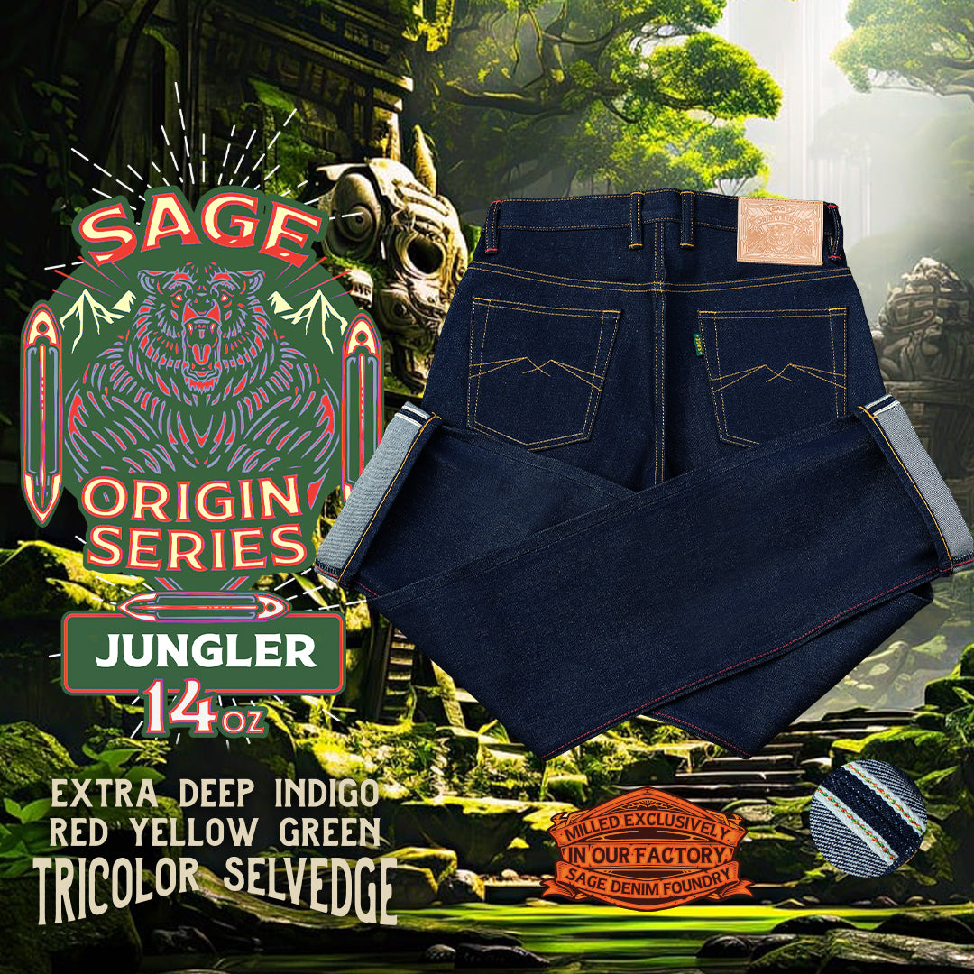 Sage Origins : Jungler 14oz Sanforized Deep Indigo Selvedge Denim