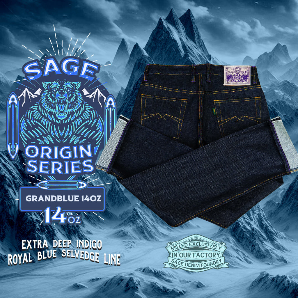 Sage Origin Series : Grandblue 14oz Sanforized Deep Indigo Selvedge