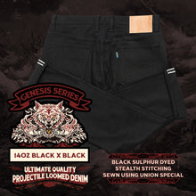 Load image into Gallery viewer, Genesis Series : 14oz Black x Black Ultimate Quality Projectile Loomed Denim