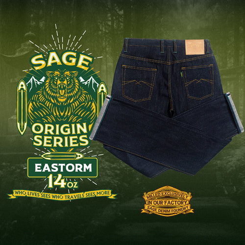 Sage Origins : Eastorm 14oz Sanforized Deep Indigo Selvedge Denim